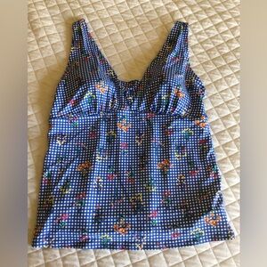 Lands End gingham floral tankini swim top